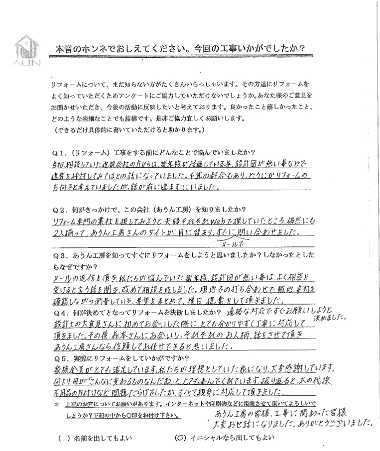沖縄・那覇のリフォーム 実際のアンケートの画像：とても満足しています